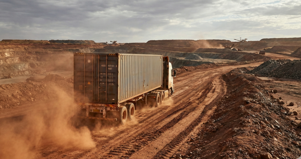 Door-to-door logistics delivery of heavy machinery parts to remote mining sites