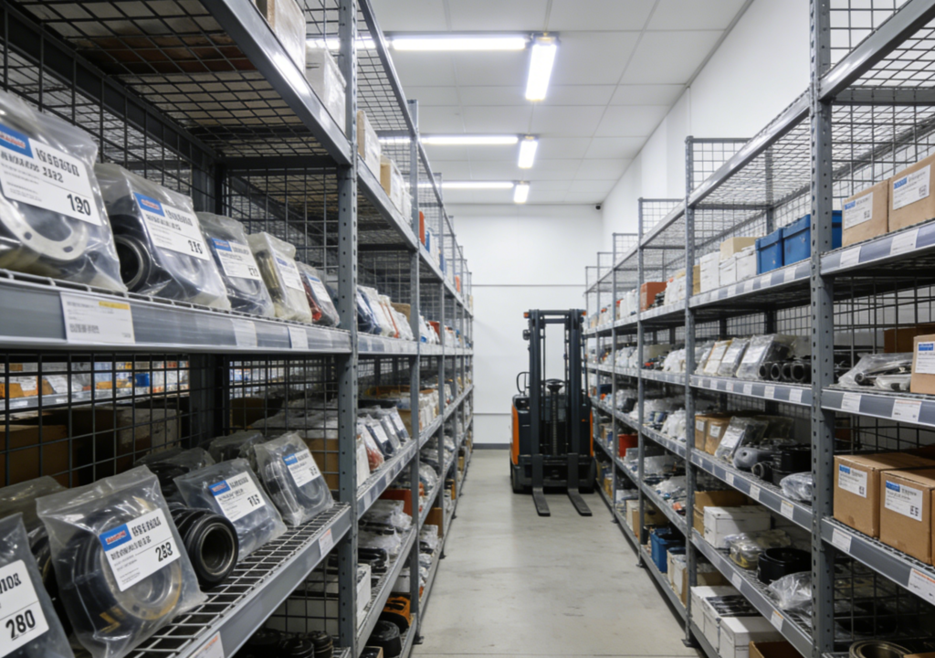 spare parts inventory stocking on shelves 